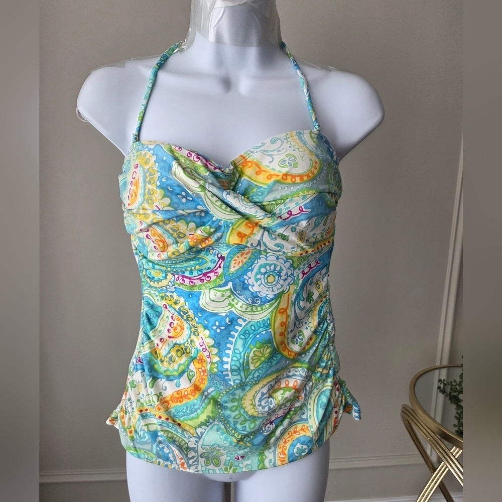 Lauren Ralph Lauren Paisley Halter Swimming Top - Multicolor Sz.M